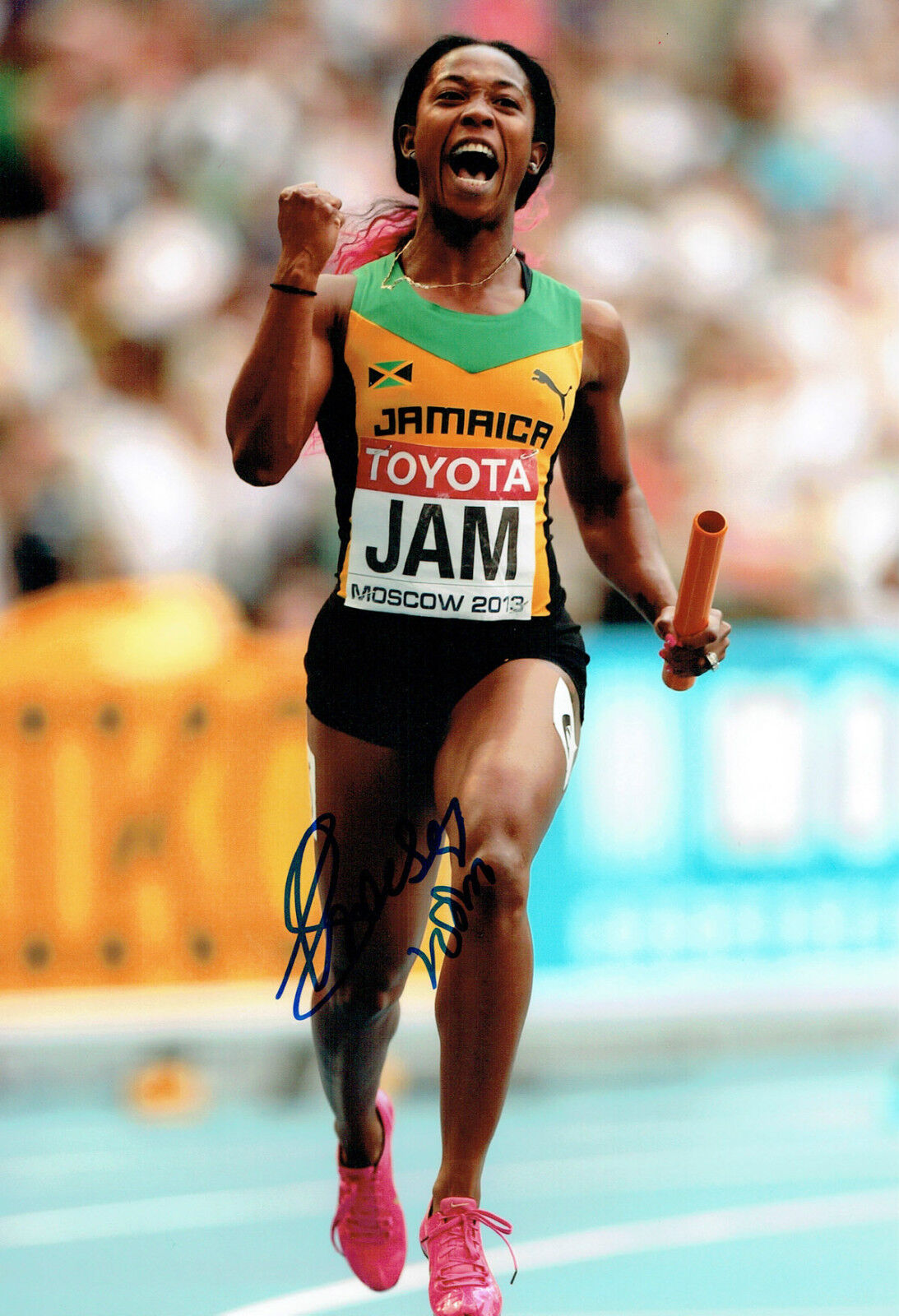 Shelly-Ann FRASER-PRYCE Autograph 12x8 Signed Photo Poster painting AFTAL COA Gold Medal Winner