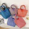 Colorful Stripe Casual Shopping Gift Lunch Handbag