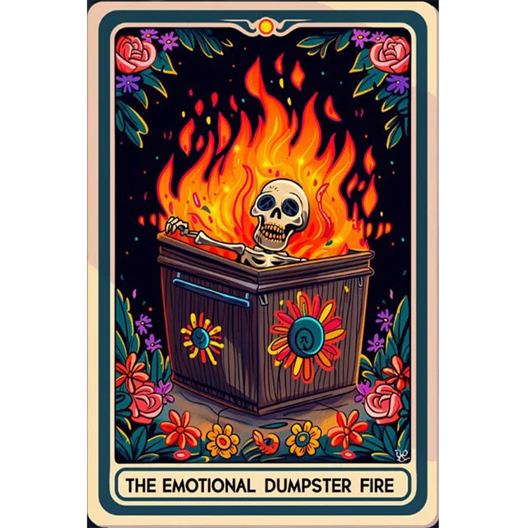 Tarot Card-Halloween Fire In Emotional Trash Can 40*60CM (Canvas) Full Round Drill Diamond Painting gbfke