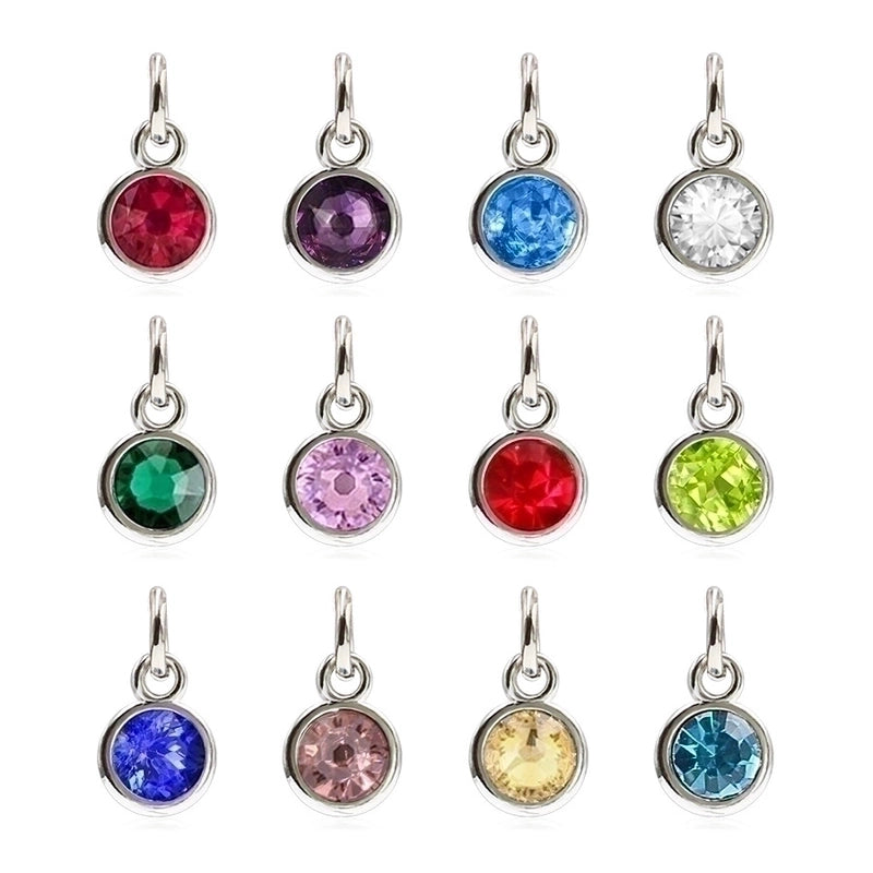 Diamond-encrusted Twelve Birthstone Colored Glass Pendant Necklace Jewelry DIY Pet Alloy Accessories Jewelry