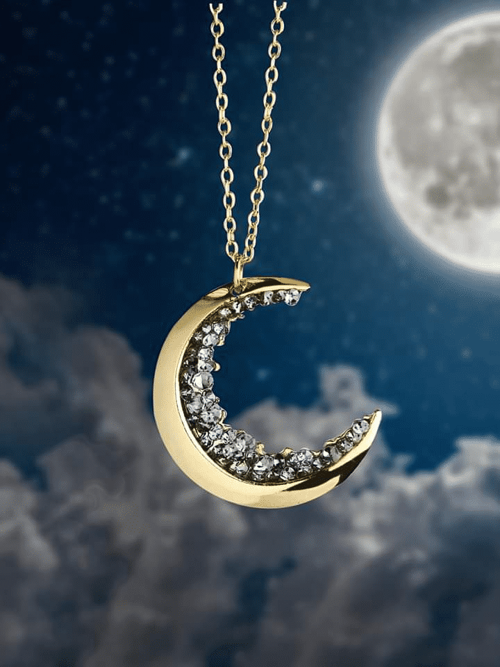 Crescent Moon Rhinestone Necklace