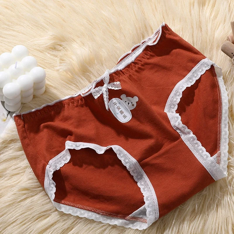 PCS / M-XL Cotton Panties Women's Underwear Panty Lovely Girl Dot Underpants Waist Seamless Comfort Briefs Female Lingerie
