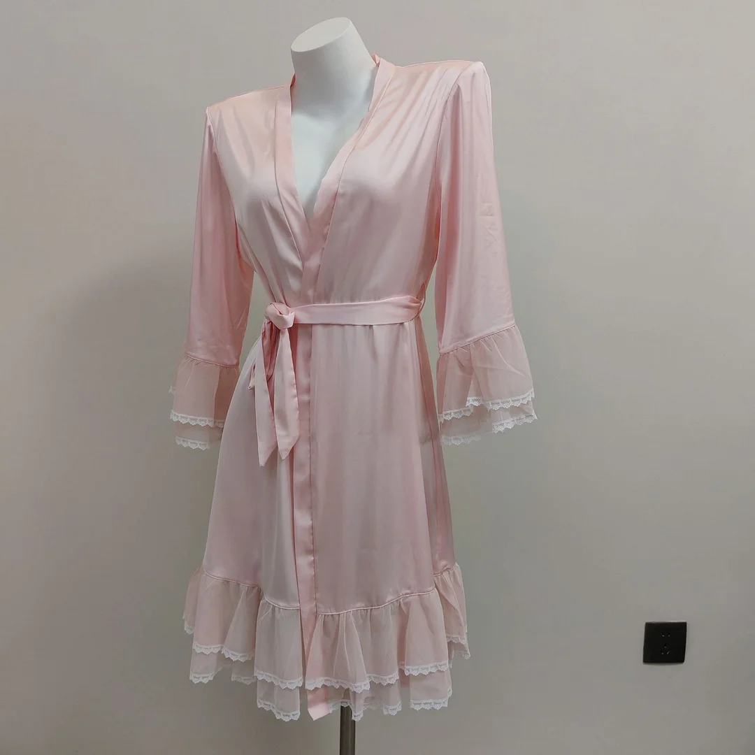 Sdrawing Sdrawing Sweet Net Yarn Nightgown Women Autumn And Winter Morning Robes In The Long-Term Doodle Home Bathrobe Spliced High-End Robes