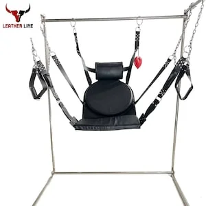pornhint Pornhint Handcrafted Exclusive Original Black Leather Sling & Swing BDSM Bondage | Leather Sex Swing | Bondage Swing | Sex Sling | Adult Sex Sling
