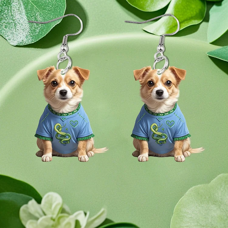 Whimsical Blue T-Shirt Dog Earrings