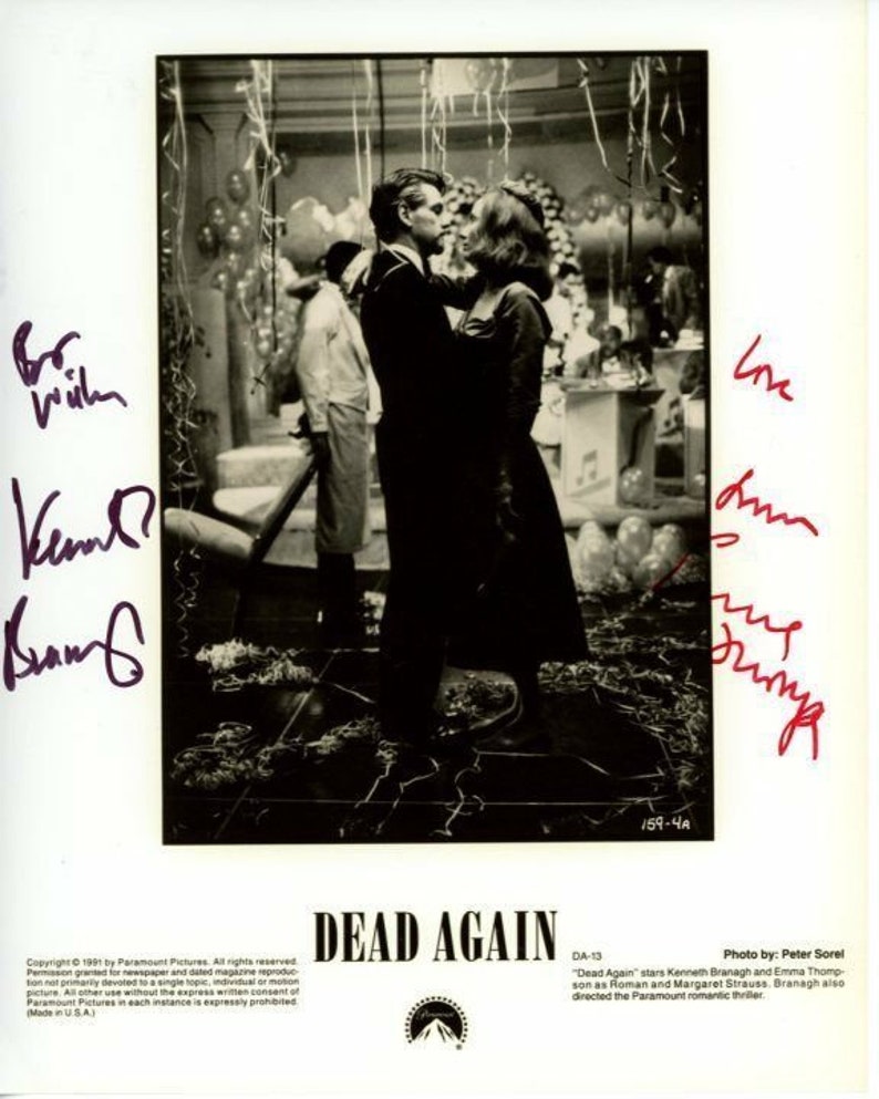 Kenneth branagh & emma thompson signed autographed dead again Photo Poster painting