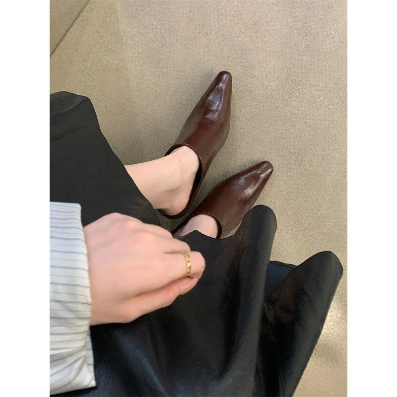 Breakj Breakj Half Slippers Women Small Head Slope And High Heel Cool Drag Fashion Outside Wearing Coarse Heel Lazy Muller Shoes