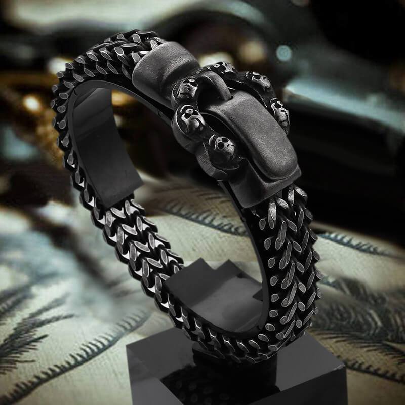 Vintage Skull Buckle Stainless Steel Bracelet