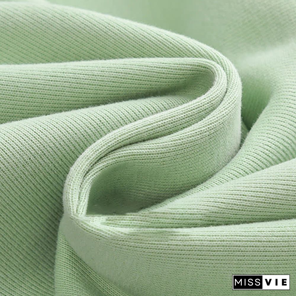 Love Heart Print Draw String Loose Hoodie