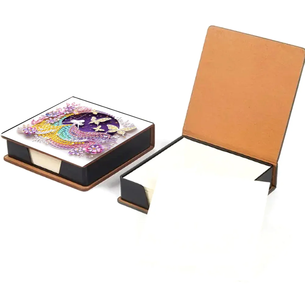 PU Girl Diamond Painting Notecard Box Rhinestones Post It Dispenser