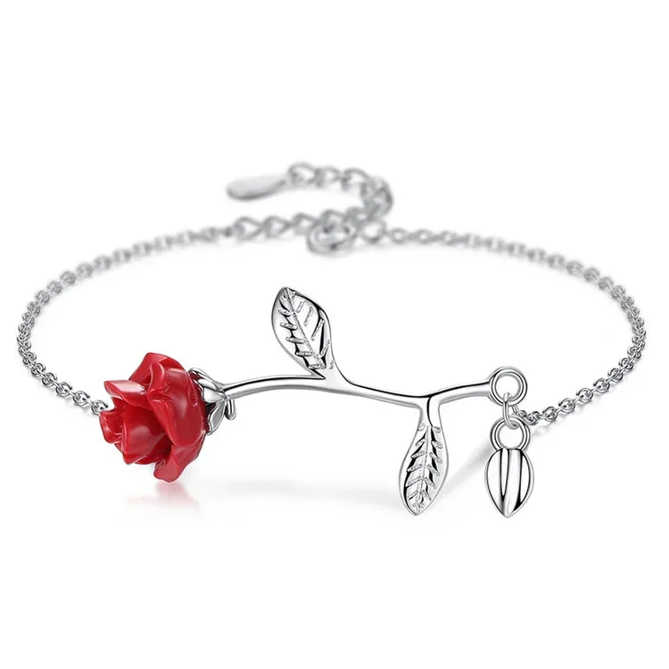 For Love - S925 Since All The Roses You Received Died Here's One That Lasts Forever Eternal Love Rose Bracelet