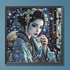 Kits de peinture en diamant partiel en forme sp&eacute;ciale de geishas des geishas des neiges pour adultes, d&eacute;coration murale en cristal et diamant 30x30cm