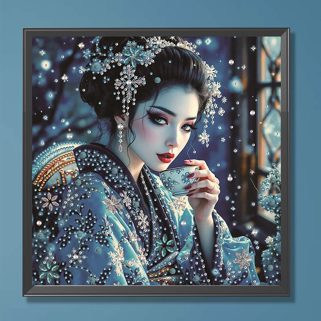 Diamond Painting - Partial Special Shaped Drill - Snow Geisha(Canvas|30x30cm)