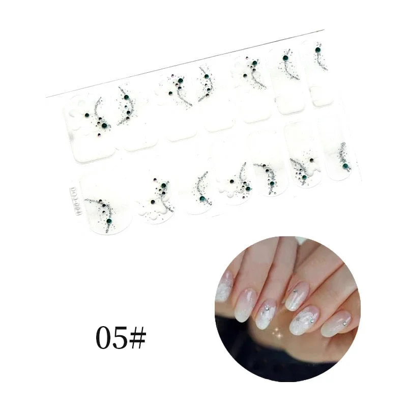New Designs Full Cover Nail Stickers Fashion Flowers Nail Sticker Set Self Adhesive Manicure Decoracion Nail Strips-Nail Inspo