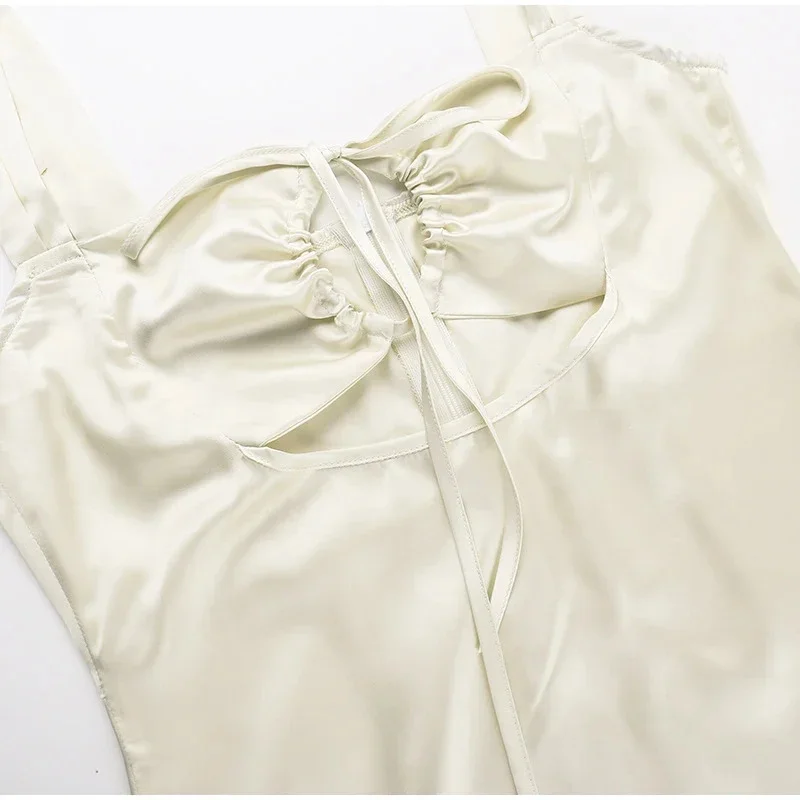 Ladies' Elegant Sexy Slim Beautiful Backless Summer Sleeveless Square Neck Ruffles Tiered Mini Dress