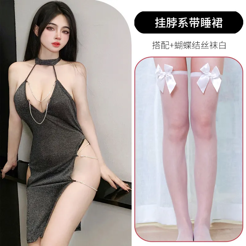 Churchf Night Vows Tiffic Lingerie Sexy Passion Student Suit Uniform Seduction Free From Pure Desire Silver Flaky Cheongsam Summer