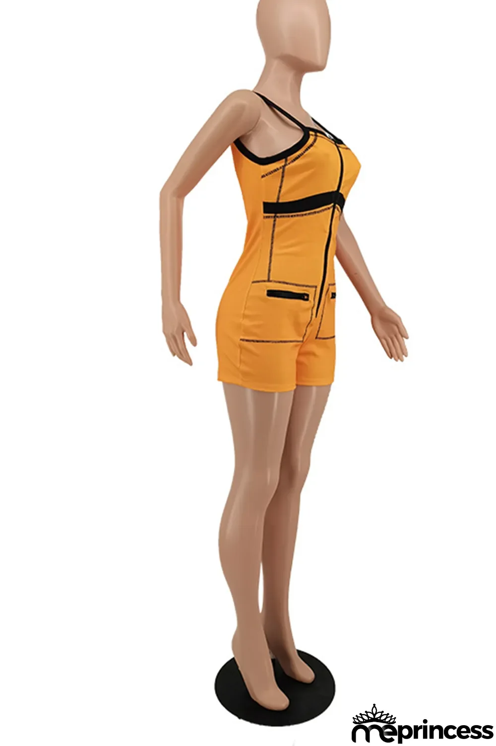 Yellow Casual Solid Split Joint Zipper Collar Skinny Jumpsuits