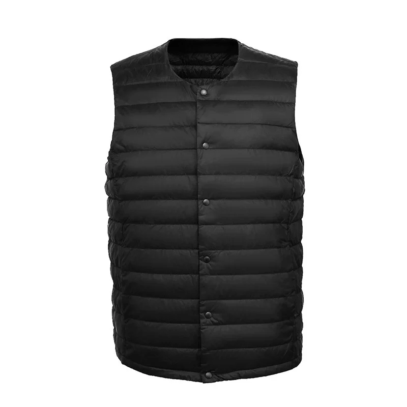 Toloer New Men's No Collar Light Down Jacket Vest Round Collar Variable V-Neck Vest Male Inner Gallbladder Tide-Outfit Ideas