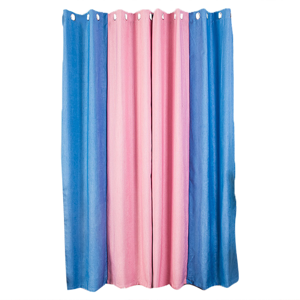 

1pc Splicing Color Perforated Blackout Door Window Curtain (Blue+Pink, 501 Original