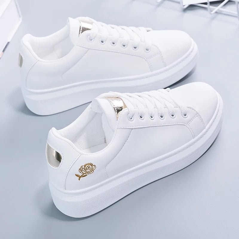 2021 New Spring Tenis Feminino Lace-up White Shoes Woman PU Leather Solid Color Female Shoes Casual Women Shoes Sneakers