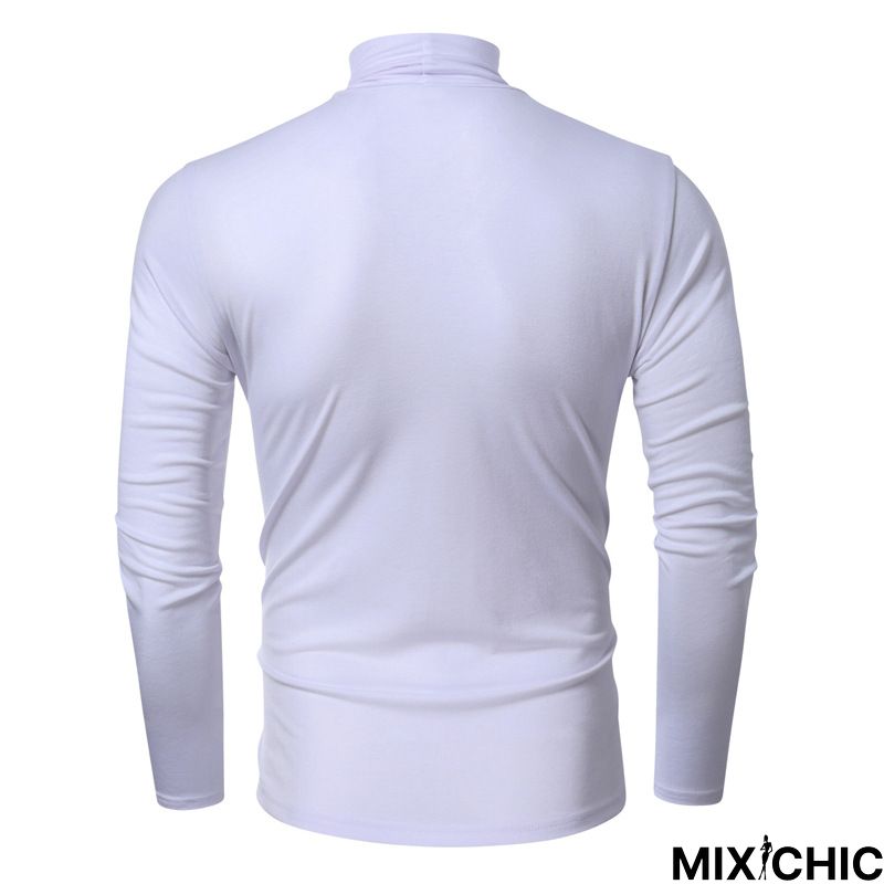 High Collar Bottom Shirt Long Sleeve T-Shirt Slim Man
