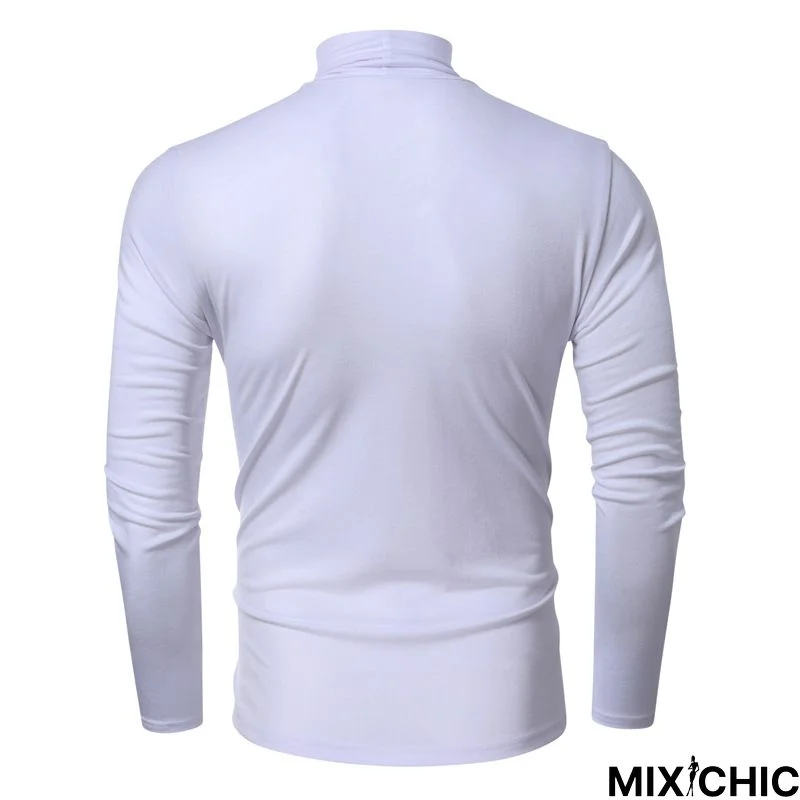 High Collar Bottom Shirt Long Sleeve T-Shirt Slim Man