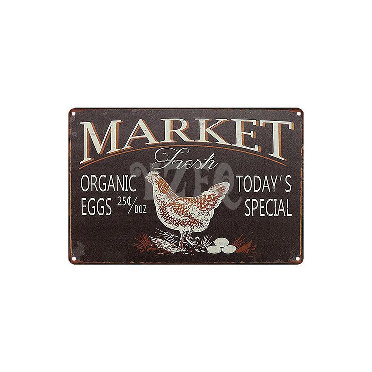 Oeufs frais de la ferme - enseignes en étain vintage / enseignes en bois - 7.9x11.8in & 11.8x15.7in