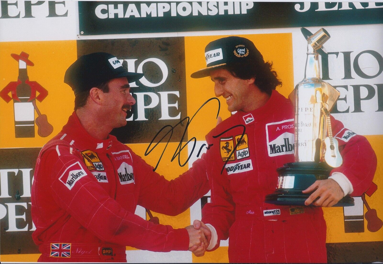 Alain Prost SIGNED Autograph Champion 12x8 Photo Poster painting AFTAL COA Spanish GP Mansell F1