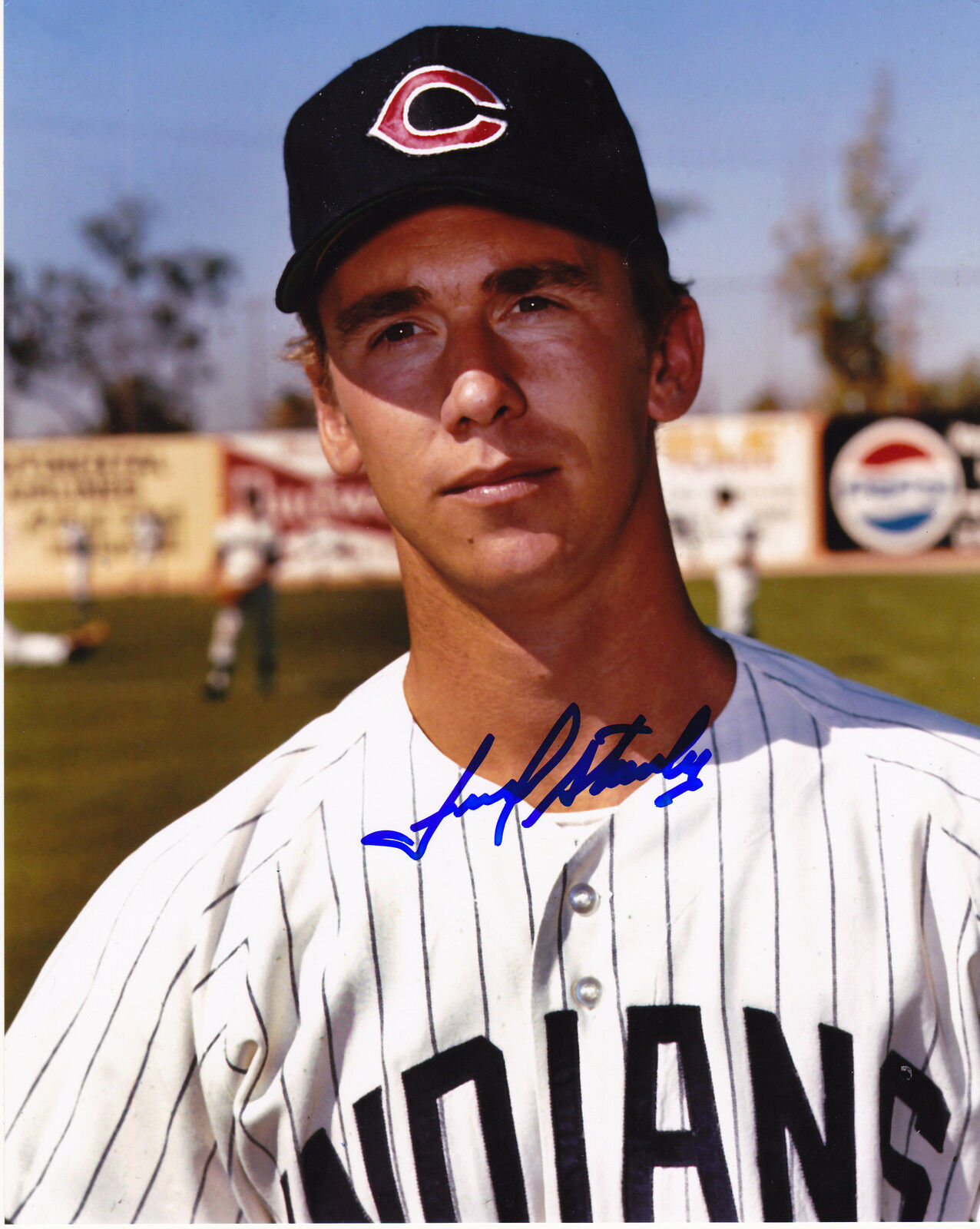 FRED STANLEY CLEVELAND INDIANS ACTION SIGNED 8x10