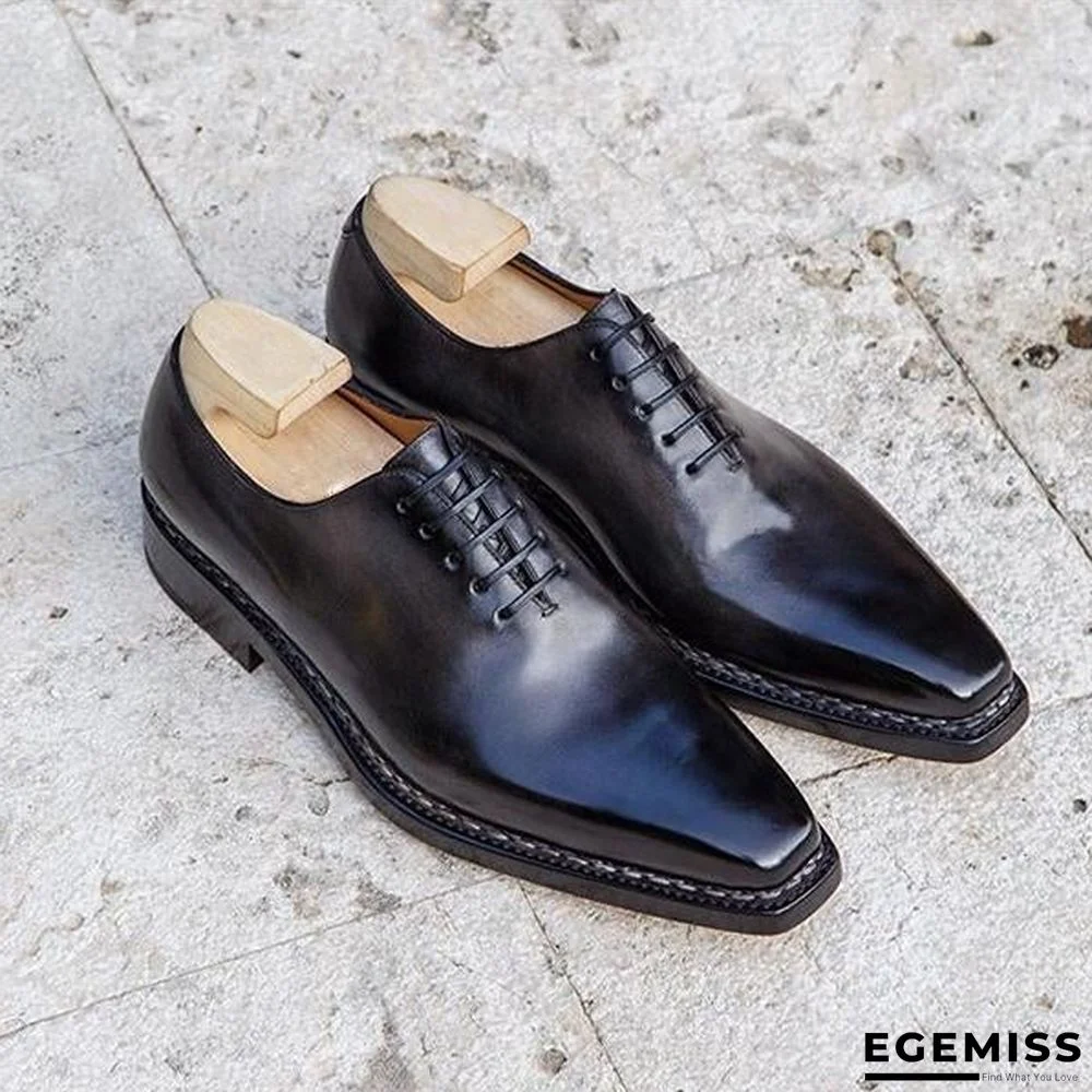 Bronze-color Effect Squared Toe Leather Shoes Classic Derby Shoes | EGEMISS