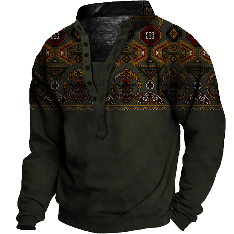 Men's Long Sleeve Tribal Graphic Print Sweatshirt 