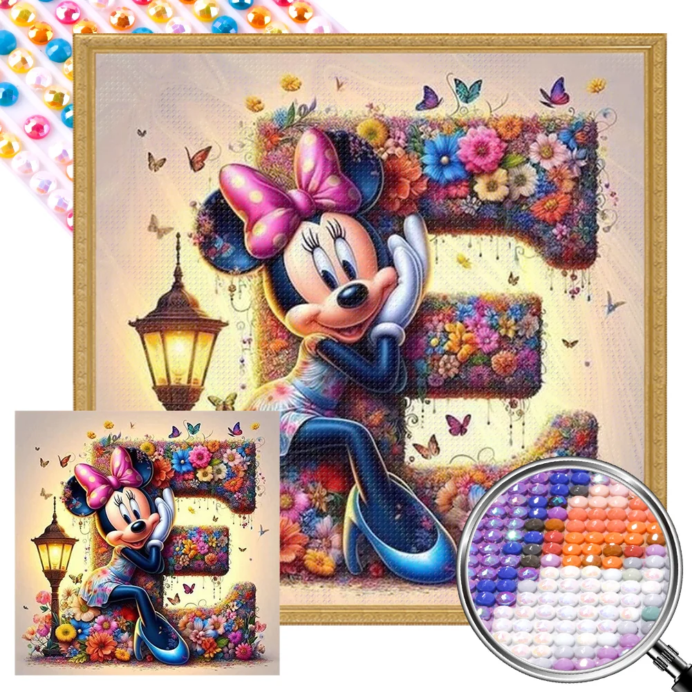 Partial AB Diamond Painting - Full Round Drill - Mickey Minnie Letters(Canvas|35*35cm)