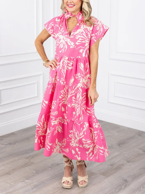 Lana V-Neck Floral Print Long Maxi Dress