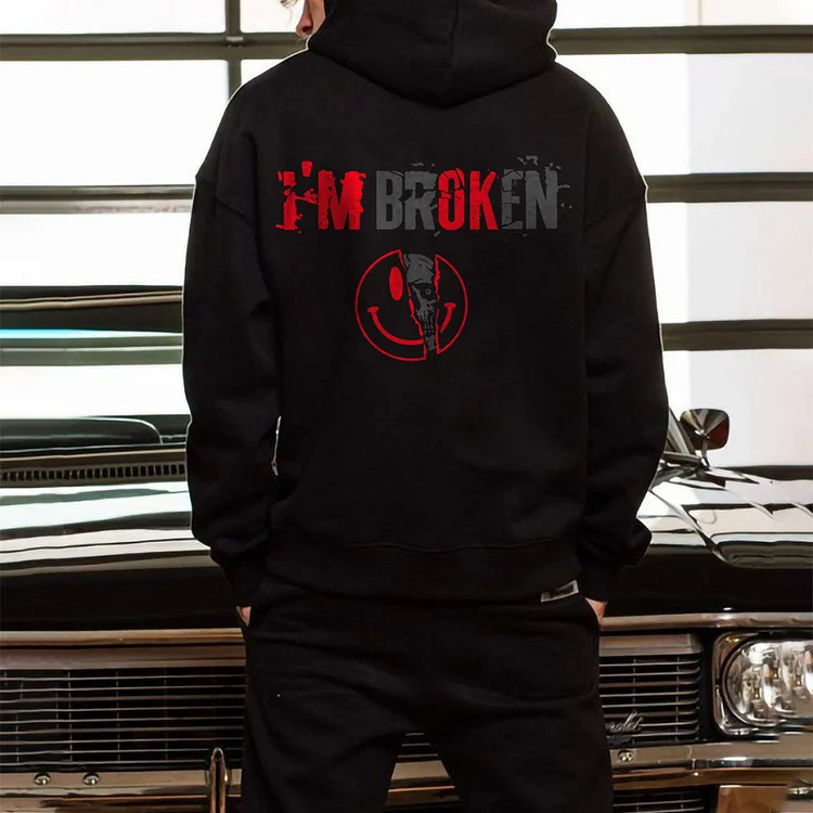 I'm Broken Printed Men's Hoodie