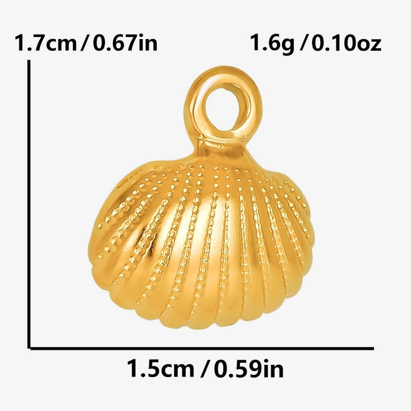 1 Piece 304 Stainless Steel 18K Gold Plated Shell Pendant