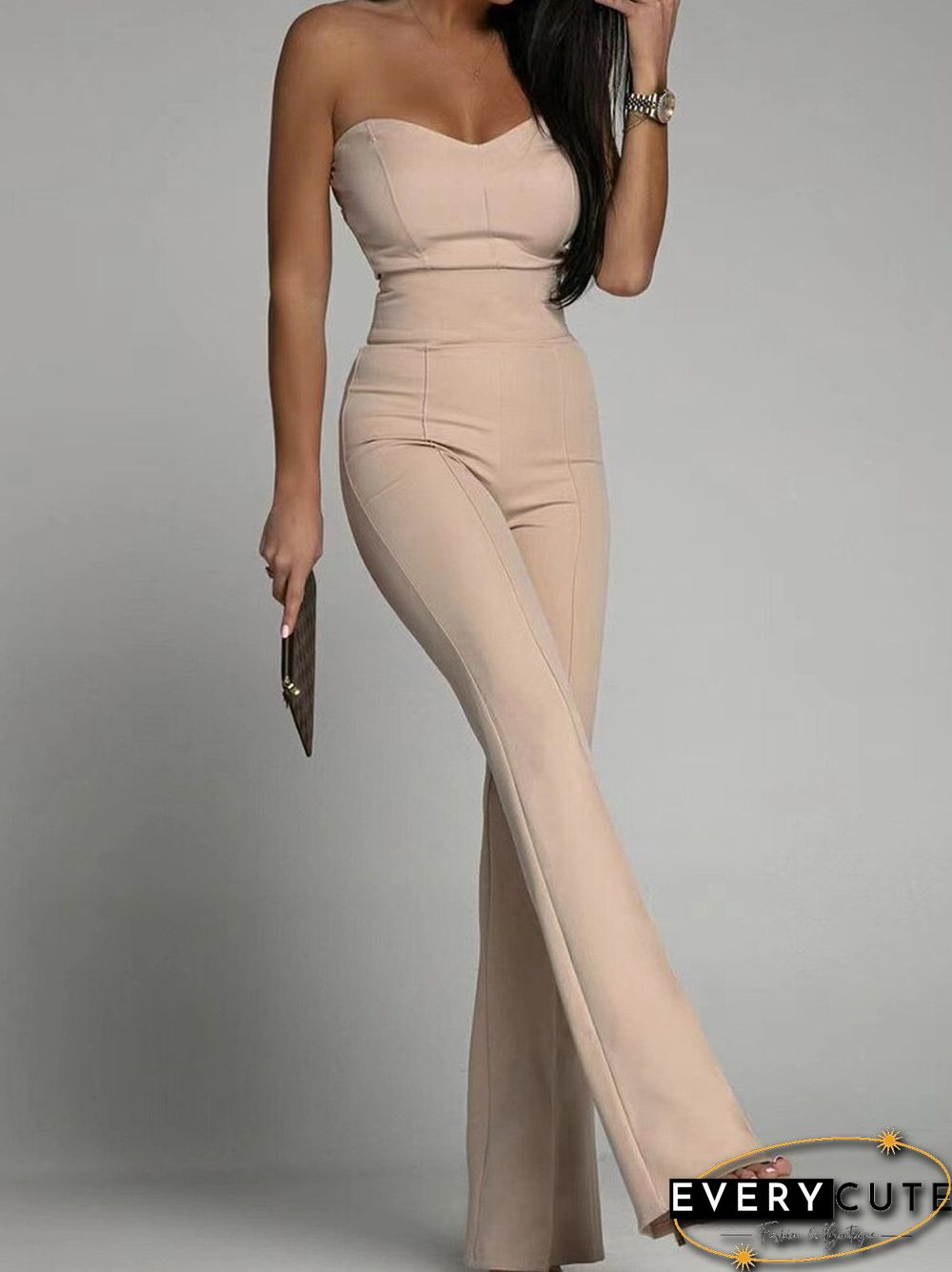 Summer Sexy Bustier Office Bodysuit Jumpsuit Women Elegant Sleeveless Backless Romper