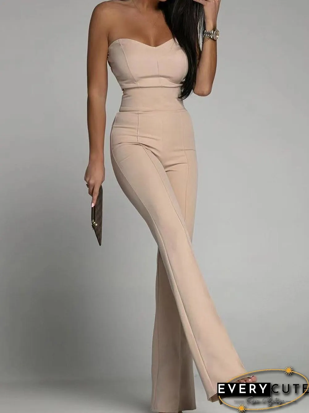 Summer Sexy Bustier Office Bodysuit Jumpsuit Women Elegant Sleeveless Backless Romper