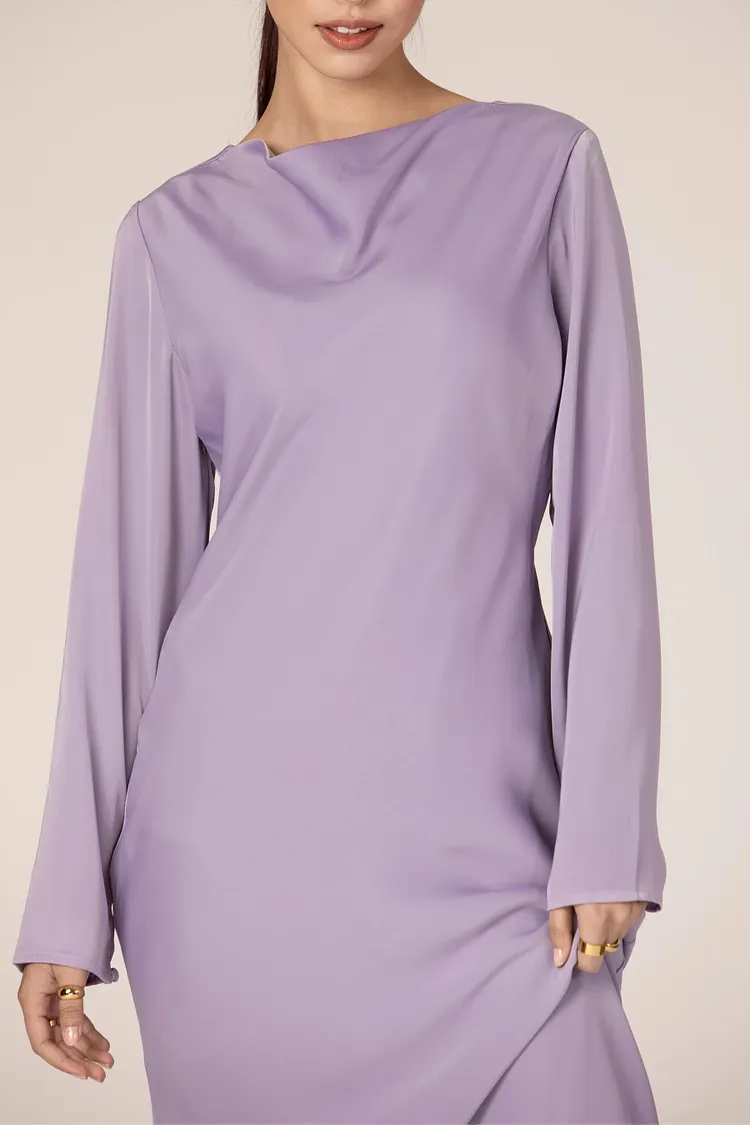 Aysha Satin Maxi Dress - Lavender
