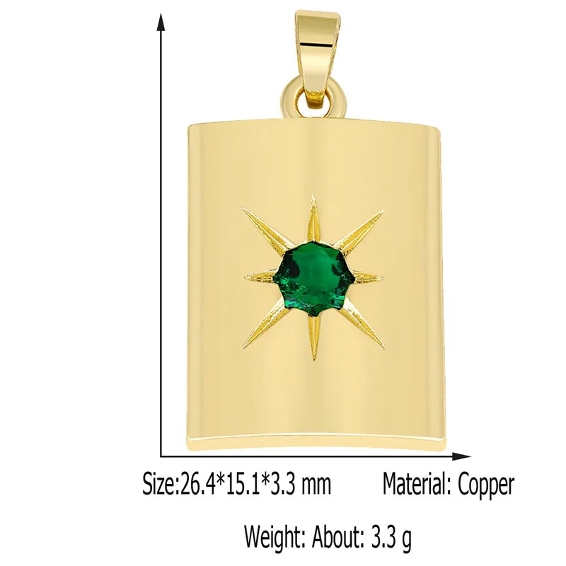 1 Piece 18.5*13.3MM Copper Zircon Geometric Heart Shape Flower Polished Pendant Jewelry Accessories