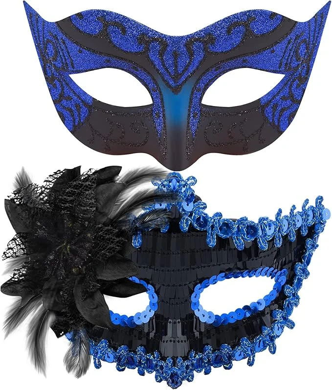 🔥Hot Sale 49% Off🔥Couple Masquerade Masks Set Venetian Party Mask Costume Mask