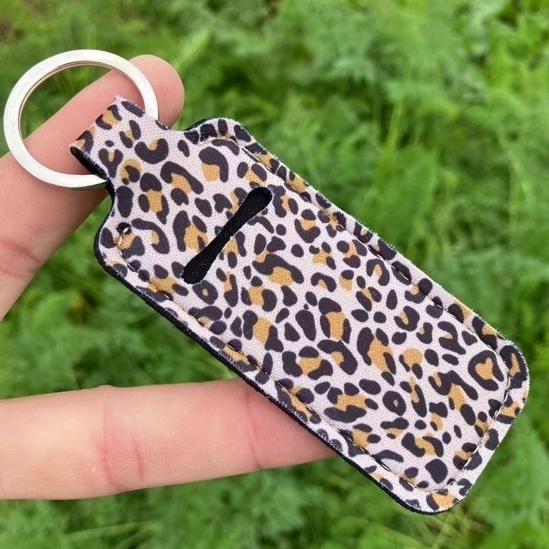 5 Pieces Pastoral Sunflower Lips Leopard Polyester Keychain