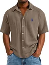 2025 Men's Casual Loose And Comfortable Textured Embroidery Shirt