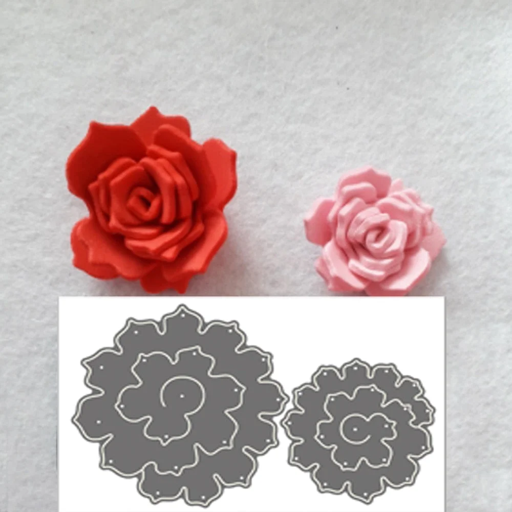 3D Rose Flower Frame Craft Dies Metal Cutting Dies Stencil for DIY Scrapbooking Photo album Paper Card Making Decorative