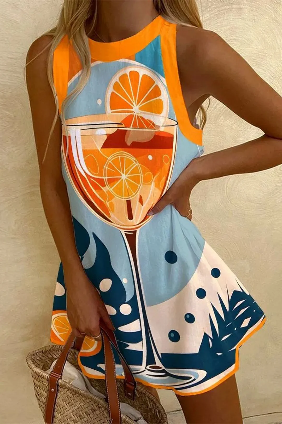 Women's Sleeveless Cocktail Printed Dress