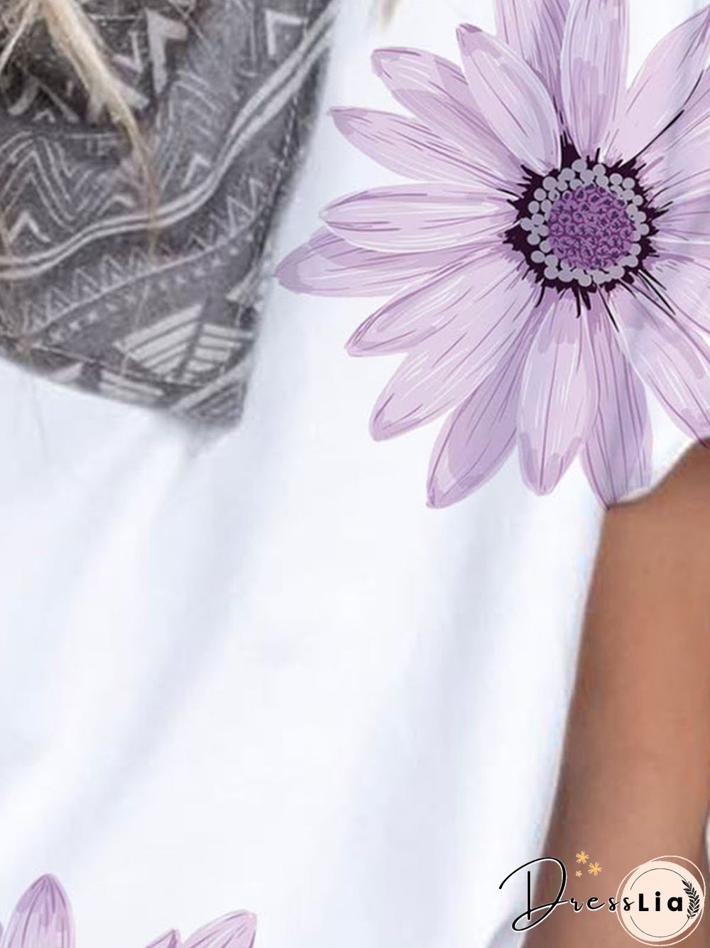 White Short Sleeve Cotton Floral T-shirt