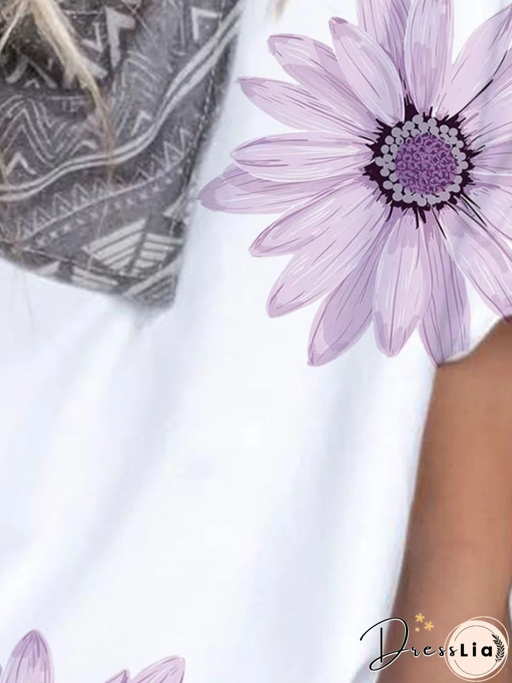 White Short Sleeve Cotton Floral T-shirt