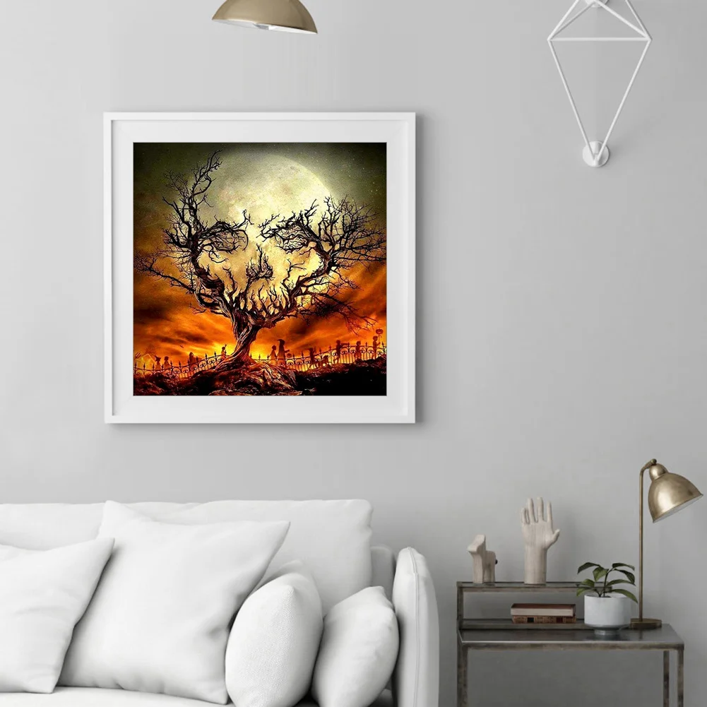 11CT Full Stamped Cross Stitch - Halloween Skeleton Head(Canvas|40*40CM)