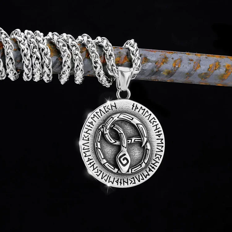 Coutureaura Nordic Snake Odin Rune Necklace