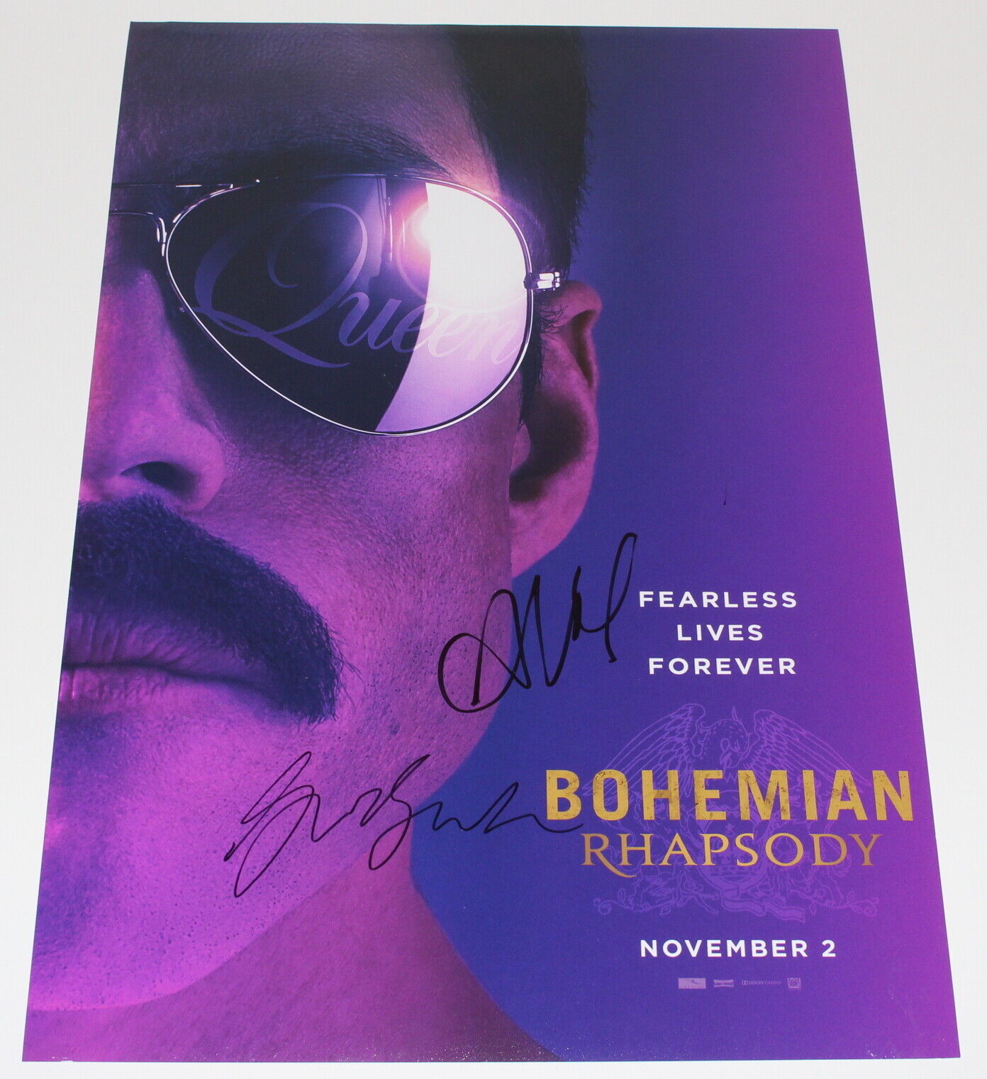 BOHEMIAN RHAPSODY SIGNED 12X18 MOVIE POSTER Photo Poster painting 2 COA GWILYM LEE & ALLEN LEECH