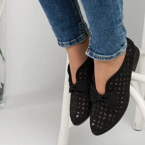 2021 Summer Loafers Bowtie Women Flats Pointed Toe Spring Shoes For Woman Platform Female Slip On Fotwear Women's Plus Size
